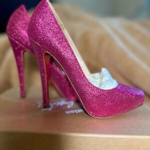 Christian Louboutin Fuchsia Glitter Heels